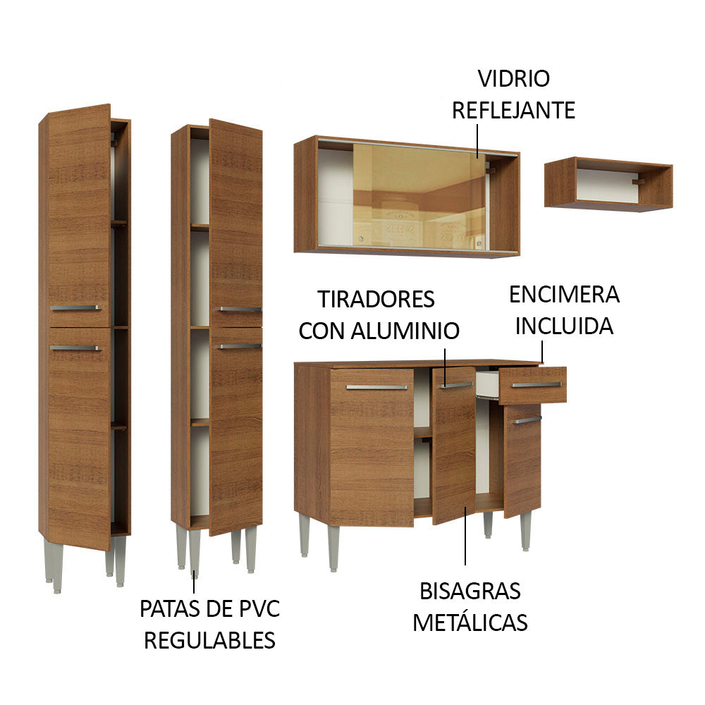 Combo completo de Cocina 229cm Emilly Madesa 09 - Marrón