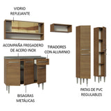 Combo completo de Cocina 229cm Con Bacha de acero inoxidable Emilly Madesa 11 Marrón