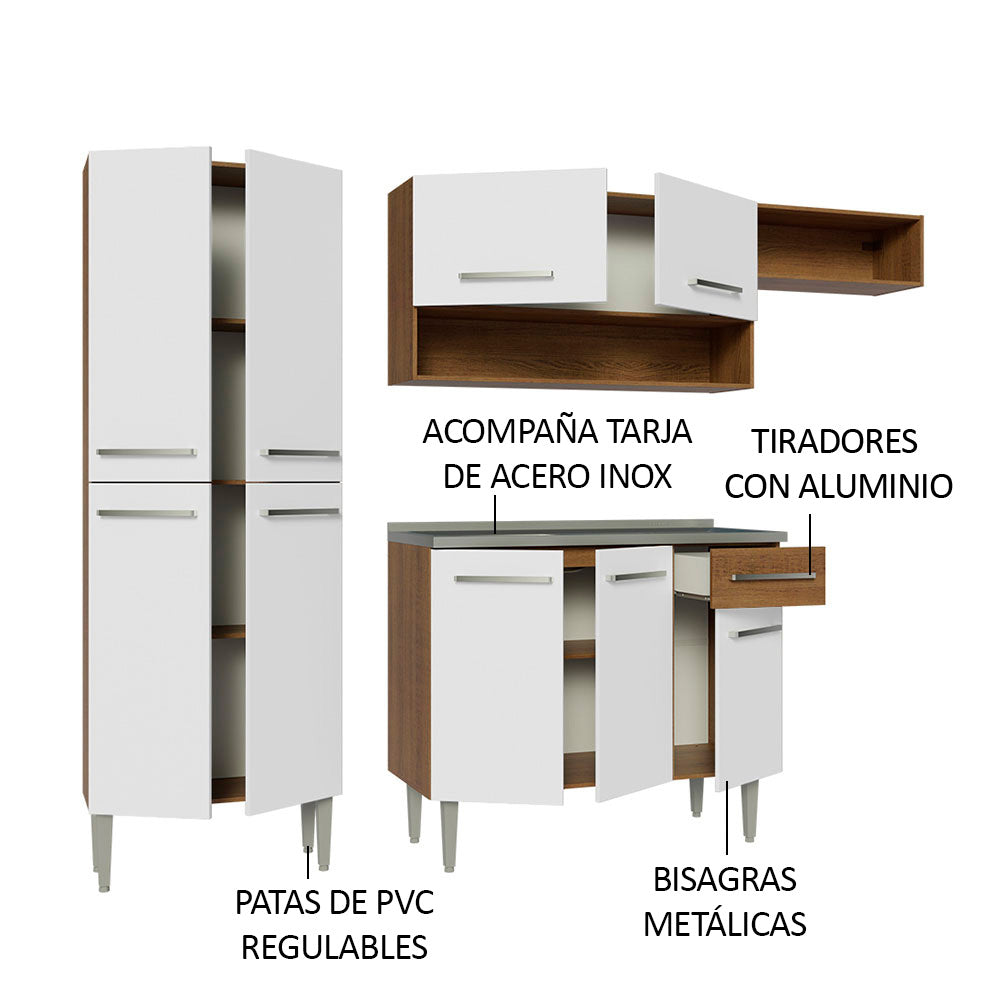 Combo completo de Cocina 229cm Con Bacha Emilly Madesa 12
