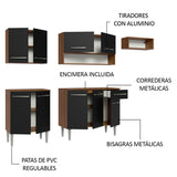 Combo completo de Cocina Madesa Emilly 229cm Marrón/Negro 14