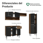 Cocina Compacta 229 cm 9 Puertas 1 Cajón Marrón/Negro Emilly Madesa