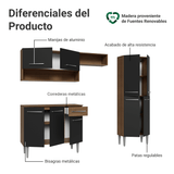 Cocina Compacta 229 cm Emilly Marrón/Negro 017