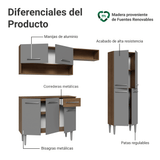Cocina Compacta 229 cm Emilly Marrón/Gris 017