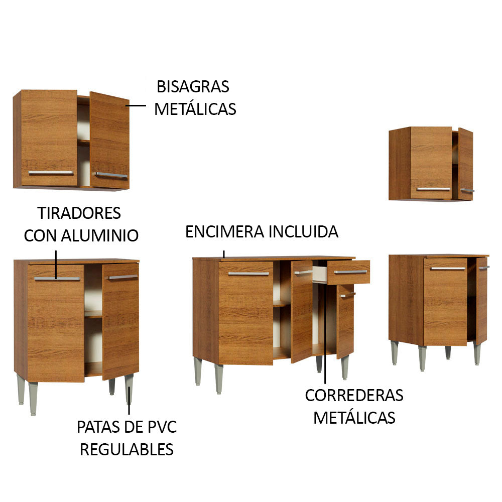 Combo completo de Cocina 233cm Emilly King Madesa 01 - Marrón