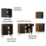 Combo completo de Cocina 233cm Marrón/Negro Emilly King Madesa 01