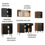 Combo completo de Cocina 233cm Marrón/Negro Emilly Wind Madesa 02