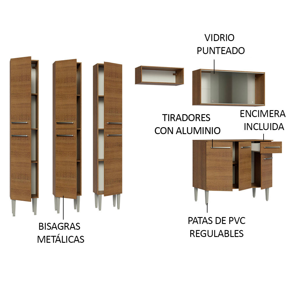 Combo completo de Cocina 261cm Emilly Madesa 03 - Marrón
