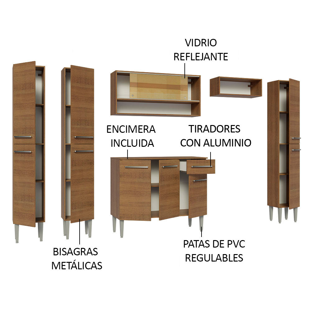 Combo completo de Cocina Madesa Emilly 261cm Marrón 04