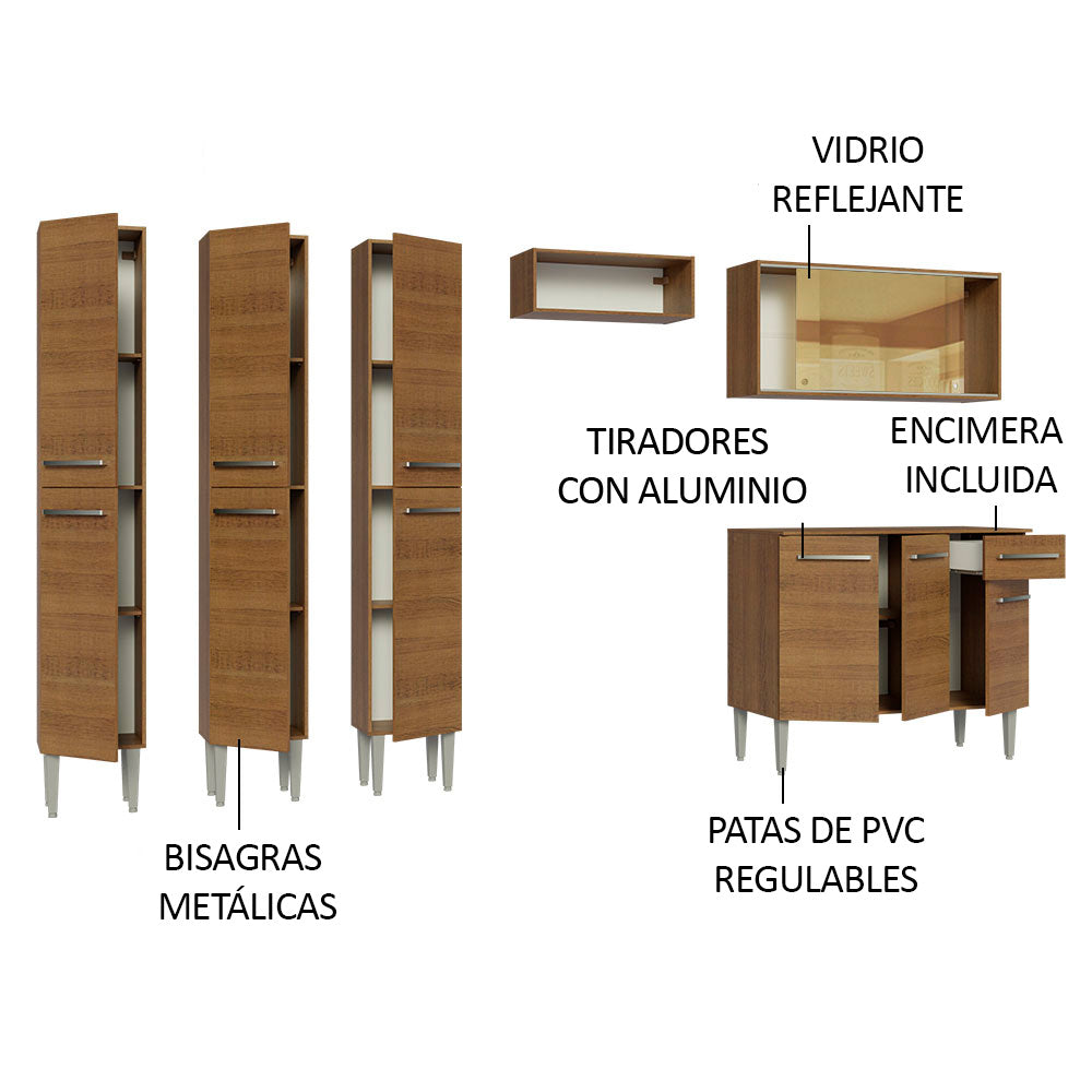 Combo completo de Cocina 261cm Emilly Madesa 05 - Marrón