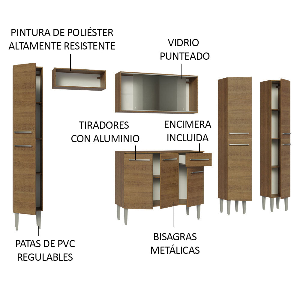 Combo completo de Cocina 261cm Marrón Emilly Madesa 06