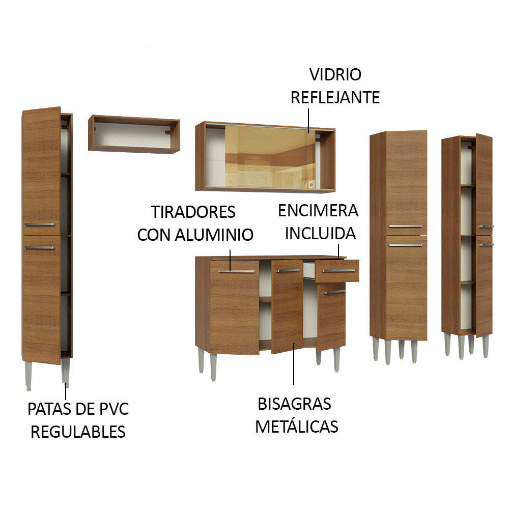 Combo completo de Cocina 261cm Emilly Madesa 07 - Marrón