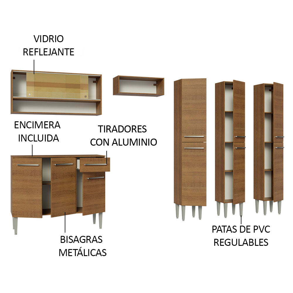 Combo completo de Cocina 261cm Emilly Madesa 08 - Marrón