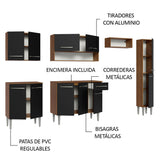 Combo completo de Cocina Madesa Emilly 261cm Marrón/Negro 09