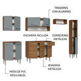 Combo completo de Cocina Madesa Emilly 261cm Marrón/Gris 09