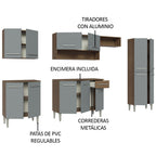 Combo completo de Cocina 293 cm 13 Puertas 1 Cajón Marrón/Gris Emilly Madesa