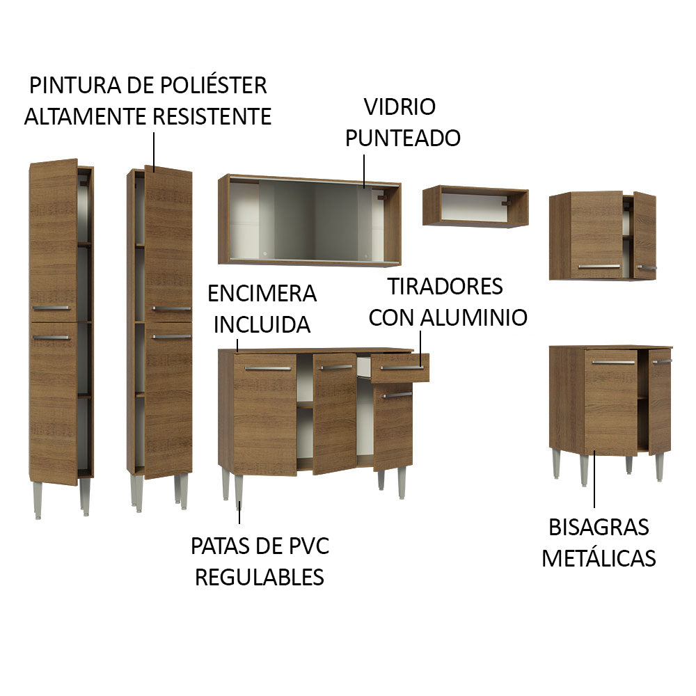 Combo completo de Cocina 293cm Marrón Emilly Madesa 04