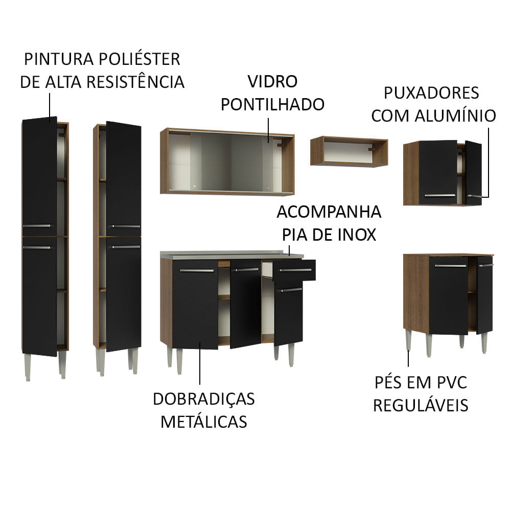 Combo completo de Cocina 293cm Con Bacha Emilly Madesa 06