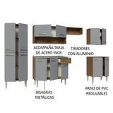 Combo completo de Cocina 293cm con Bacha de acero inoxidable Marrón/Gris Emilly Madesa 08