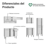 Combo completo de Cocina 293cm Blanco Emilly Madesa 09
