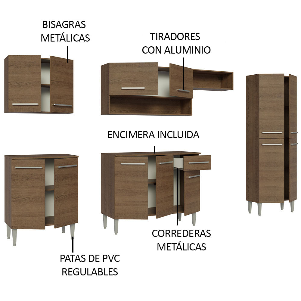 Combo completo de Cocina 293 cm Emilly Marrón 10