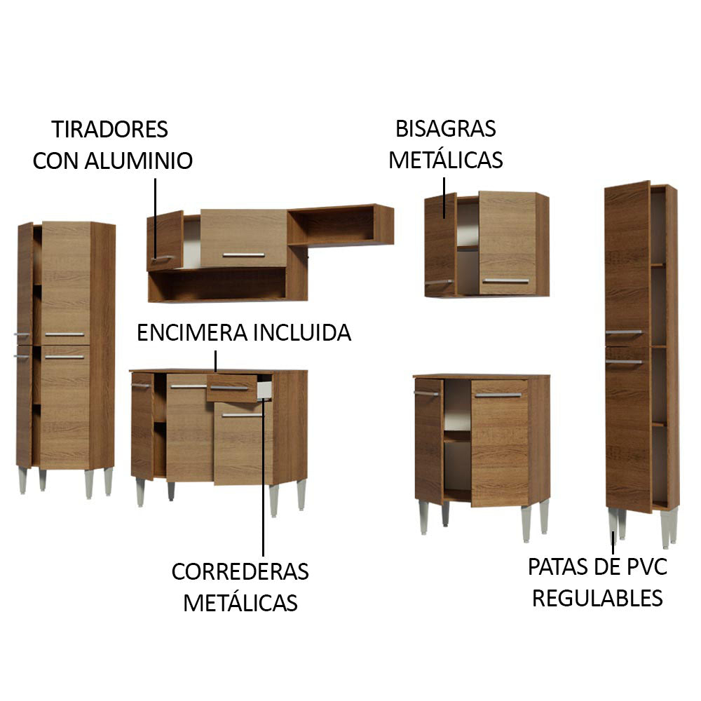 Combo completo de Cocina 325cm Emilly Joy Madesa - Marrón
