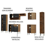 Combo completo de Cocina 325cm Emilly Joy Madesa 01 - Marrón/Negro