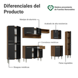 Combo Completo de Cocina 325 cm Negro/Marrón Emilly Joy Madesa