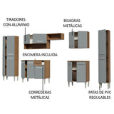 Combo Completo de Cocina 325 cm Gris/Marrón Emilly Joy Madesa 01