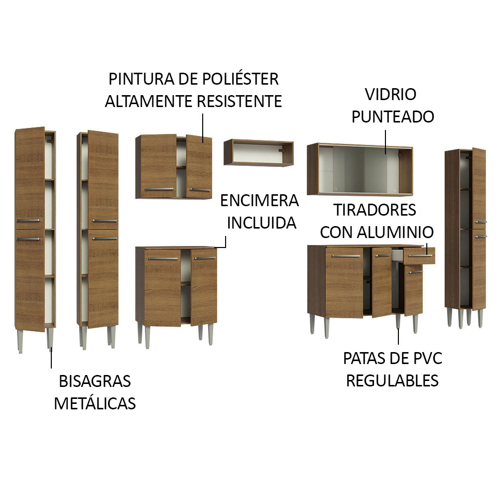 Combo completo de Cocina 325cm Marrón Emilly Madesa 03