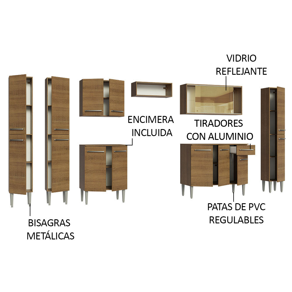 Combo completo de Cocina 325cm Marrón Emilly Madesa 04