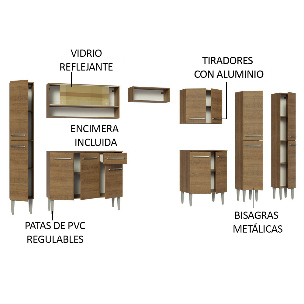 Combo completo de Cocina 325cm Emilly Madesa 05 - Marrón