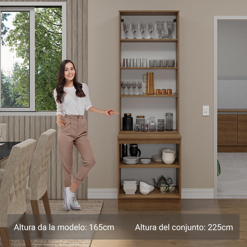 Kit Bajo Mesada con Cristalero Madesa Glamy 70cm MM 01