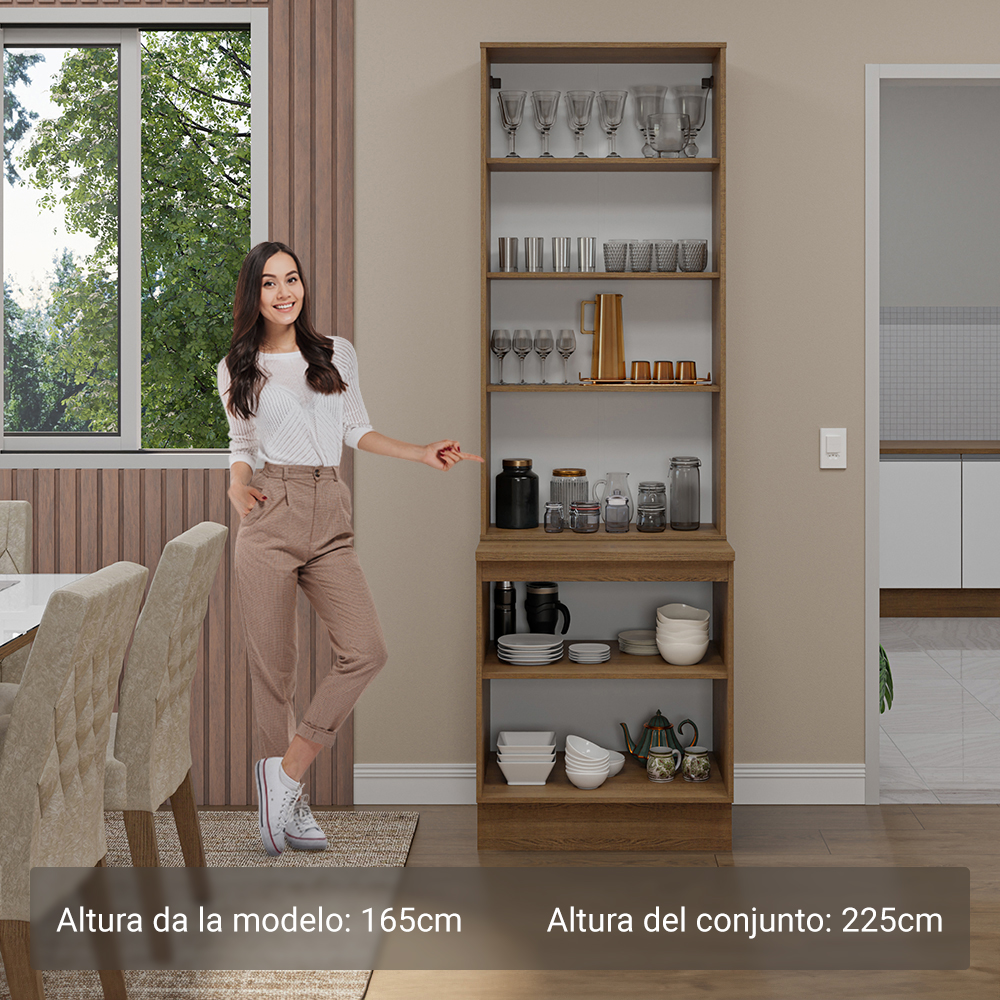 Kit Bajo Mesada con Cristalero Madesa Glamy 70cm MB 01