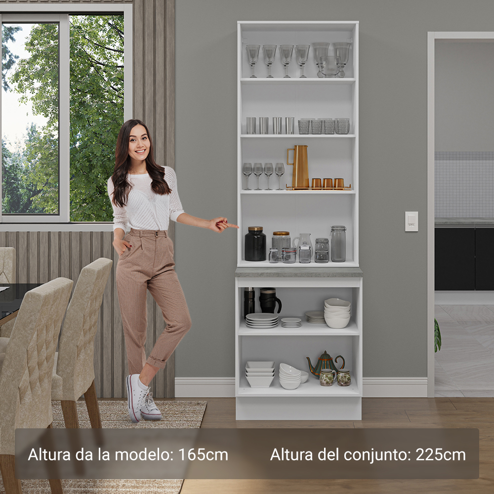 Kit Bajo Mesada con Cristalero Madesa Glamy 70cm MB 01