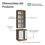 Kit Bajo Mesada + Cristalero 70cm Marrón/Blanco Glamy Madesa 02