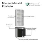 Kit Bajo Mesada + Cristalero 70cm Blanco/Negro Glamy Madesa 02