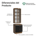 Kit Bajo Mesada + Cristalero 70cm Marrón/Negro Glamy Madesa 02