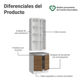 Kit Bajo Mesada + Cristalero 70cm Blanco/Marrón Glamy Madesa 02