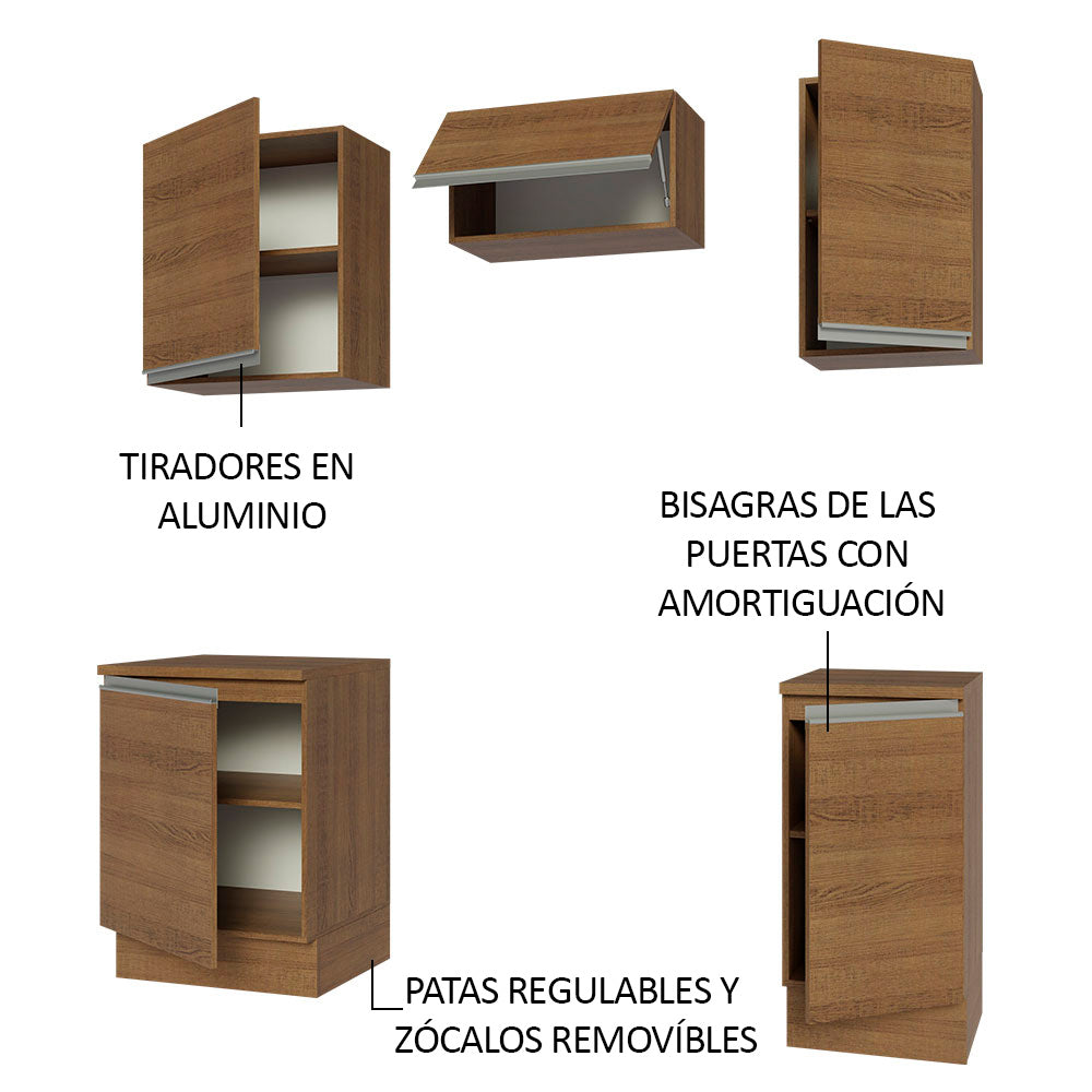 Cocina Compacta 160 cm 5 Puertas Marrón Glamy Madesa