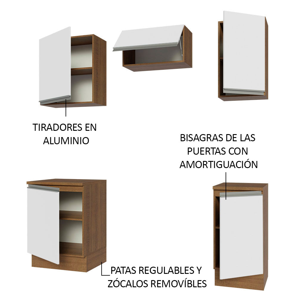 Combo de Cocina 160cm Marrón/Blanco Glamy Madesa 07