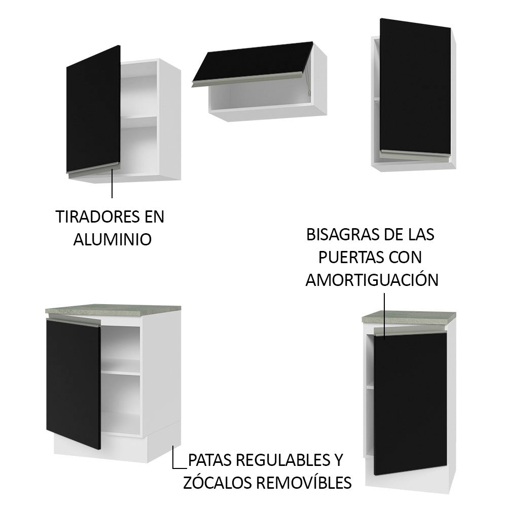 Combo de Cocina 160cm Madesa Glamy Blanco/Negro 07
