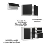 Combo de Cocina Compacta 180cm Blanco/Negro Glamy Madesa 09