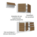Combo de Cocina 180cm Glamy Madesa 09 - Blanco/Marrón