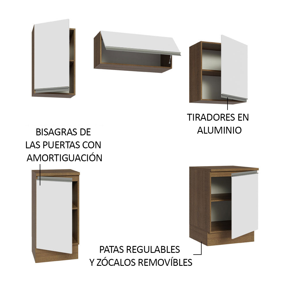 Combo de Cocina Compacta 180cm Marrón/Blanco Glamy Madesa 12