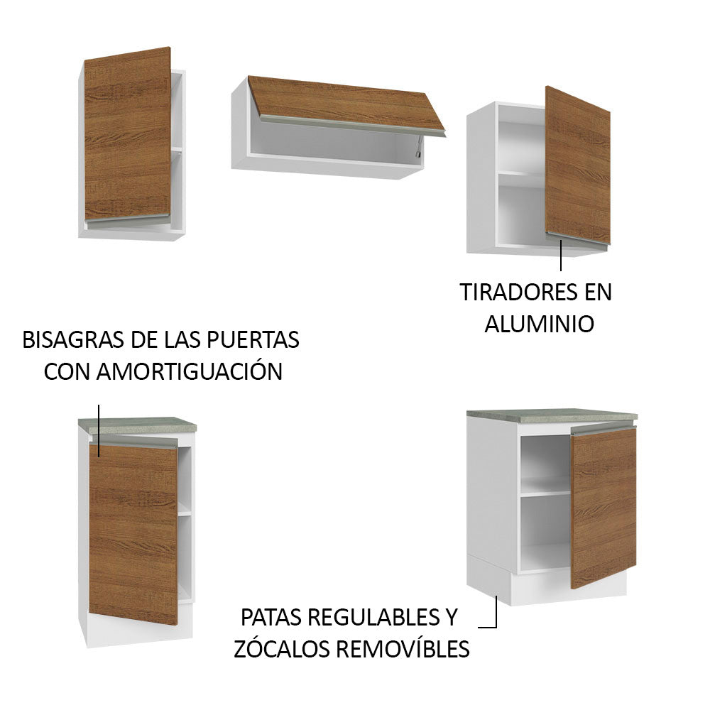 Combo de Cocina 180cm Glamy Madesa - Blanco/Marrón