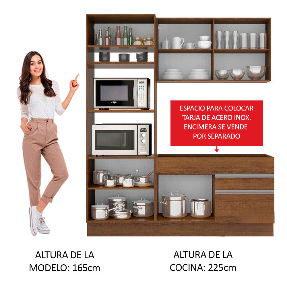Combo de Cocina 190cm Madesa Helen Marrón/Marrón/Crema 02