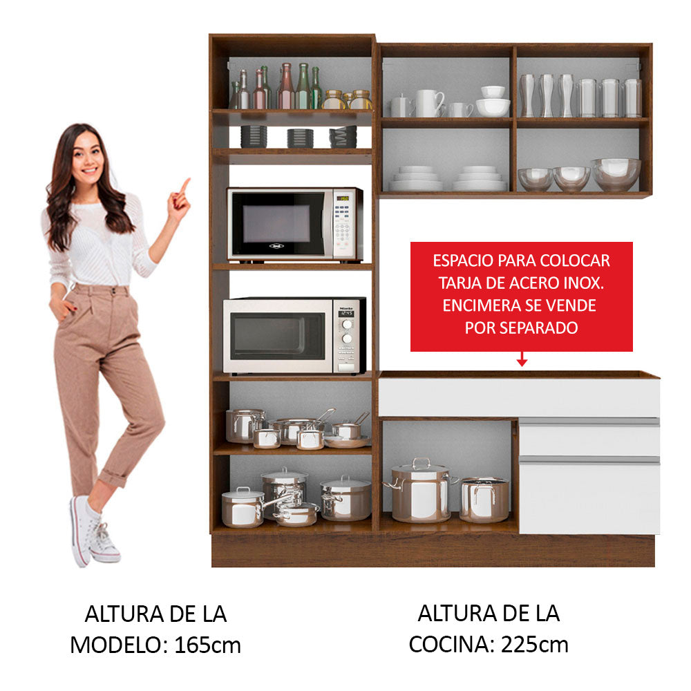 Combo de Cocina 190cm Madesa Helen Marrón/Blanco/Crema 02