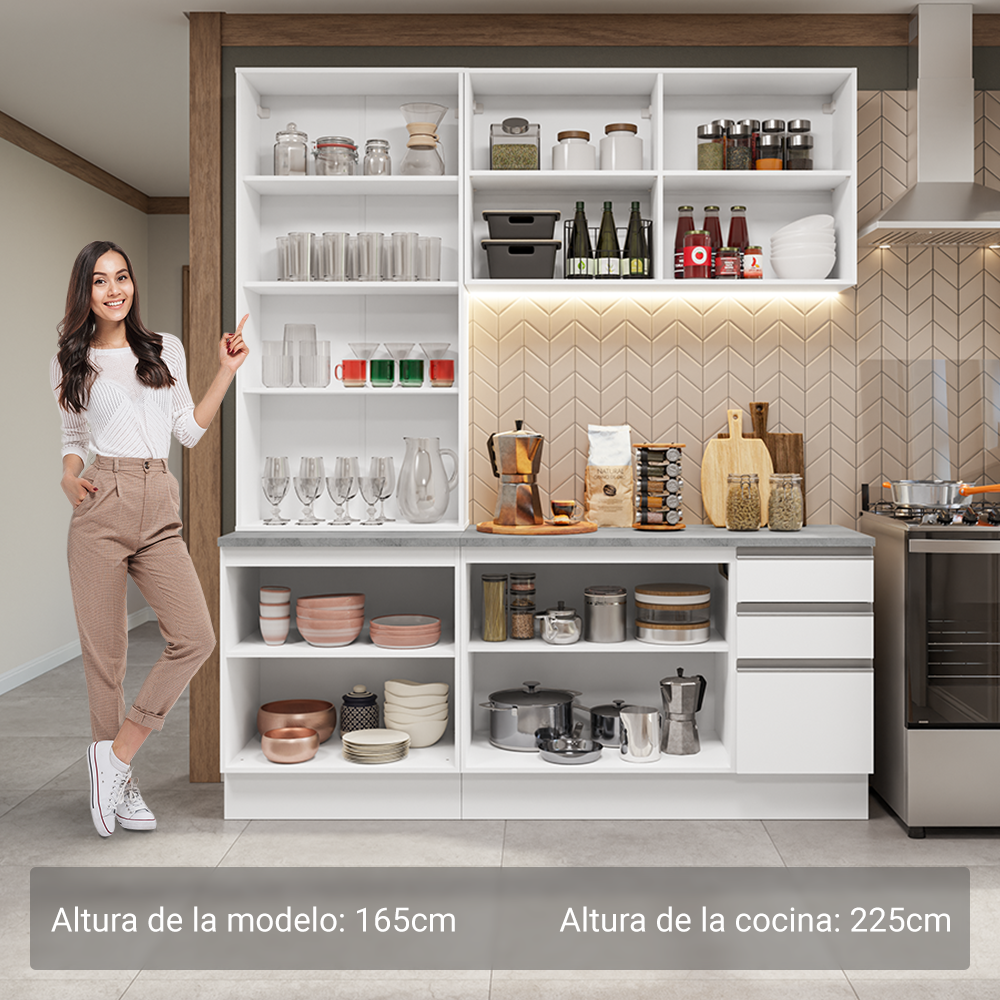 Combo de Cocina con Cristalero 190 cm Madesa Glamy BB 05