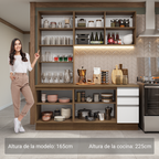 Cocina Compacta 190 cm 8 Puertas 3 Cajones Marrón/Blanco Glamy Madesa