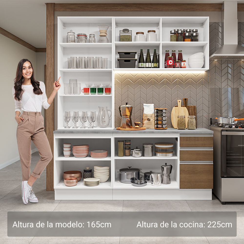 Combo de Cocina con Cristalero 190 cm Madesa Glamy BM 05